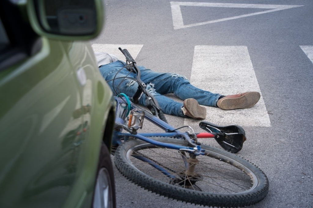 Bicycle accident , man hit by a car